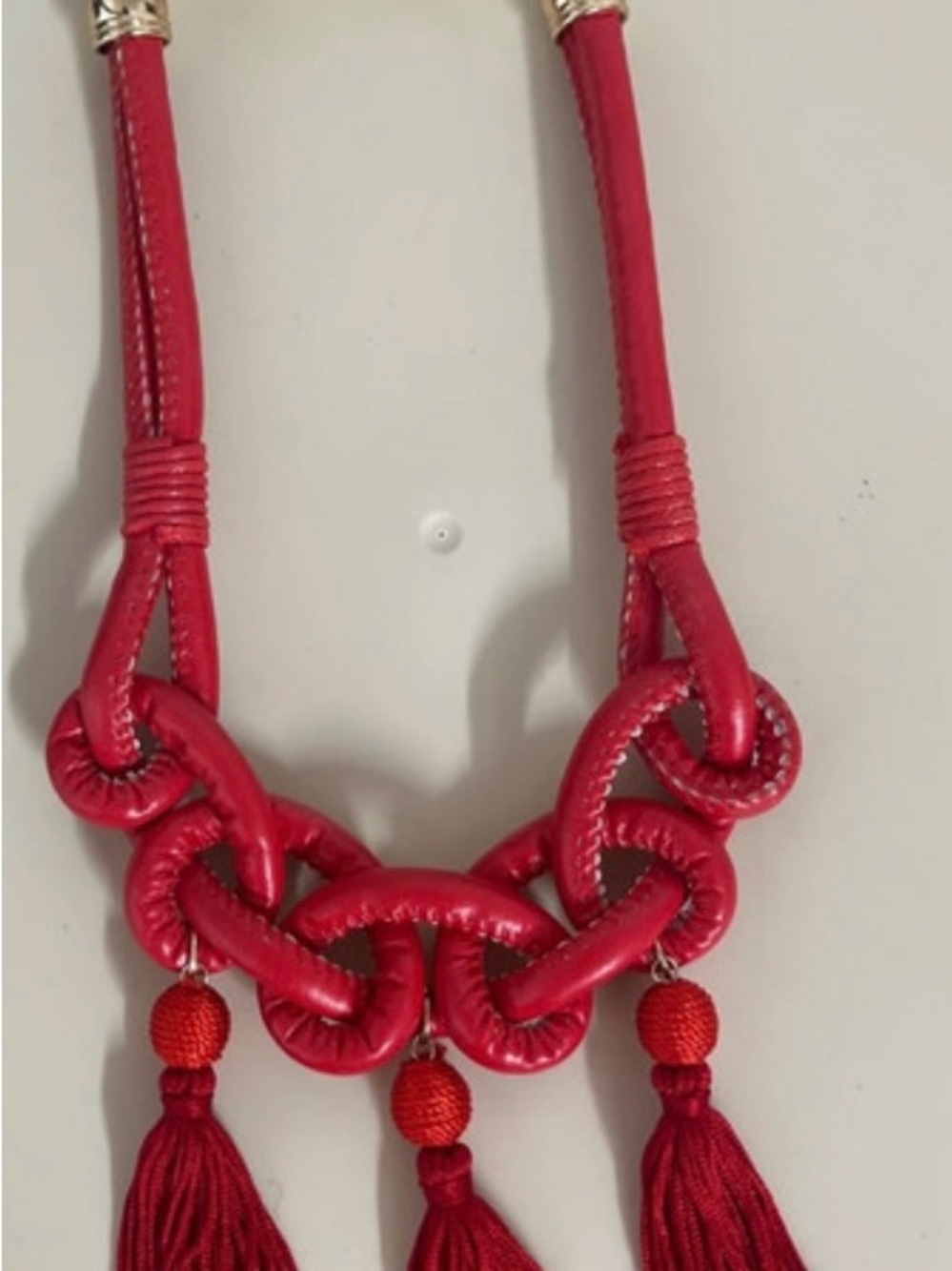 Red Statement Knot & Tassel Necklace